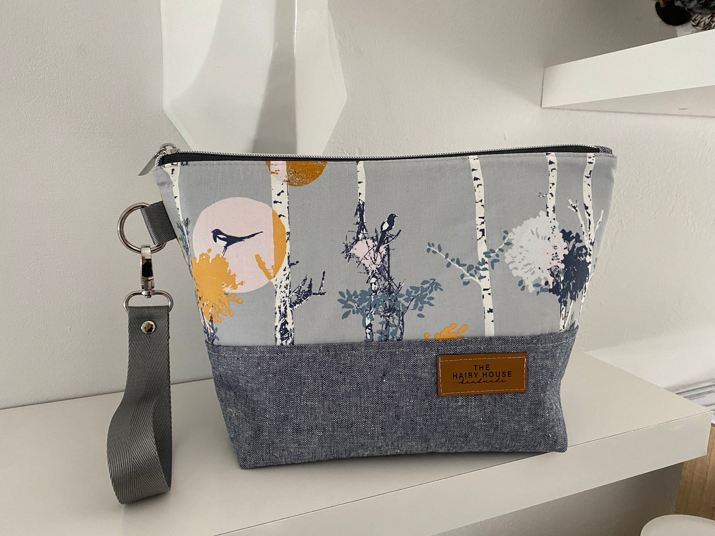 Zipper Pouch - Open Wide X-Large - Cotton / Essex Linen / Carrying Handle