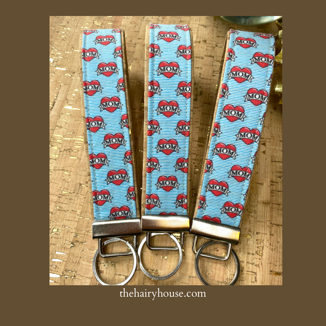 Key Fob Wristlet - MOM / Cork Lined