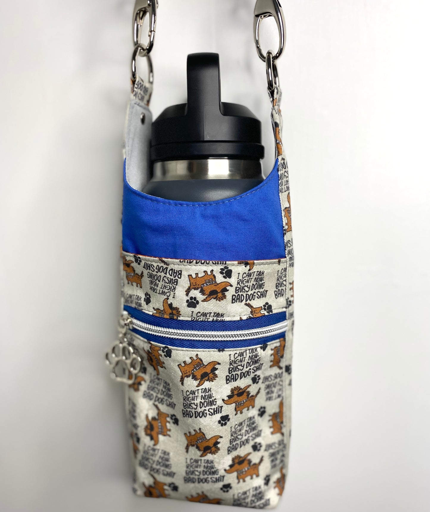 H2O 2GO Straight Zipper pocket - Water Bottle Carrier - Busy doing Bad Dog S#*t