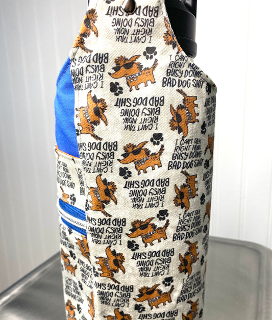 H2O 2GO Straight Zipper pocket - Water Bottle Carrier - Busy doing Bad Dog S#*t