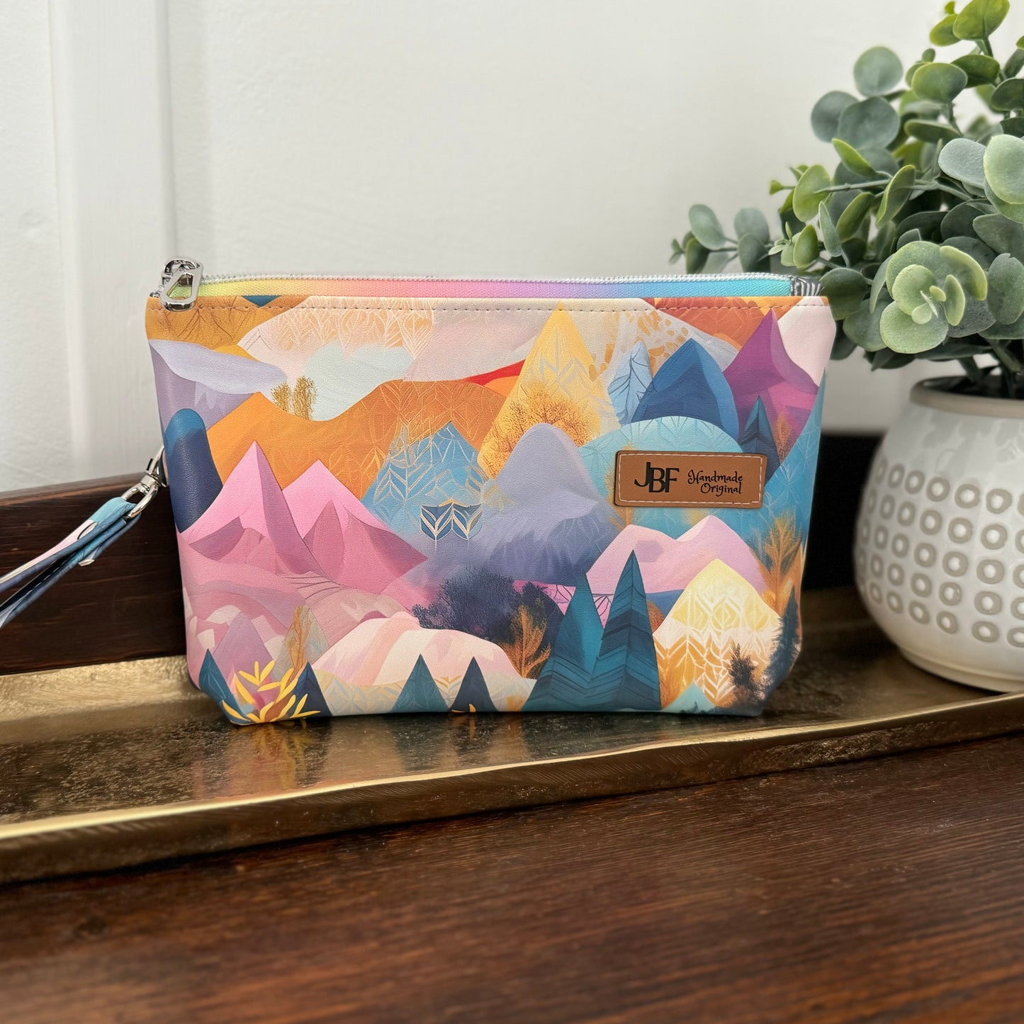 Tracy Wristlet - Mountain Sunrise -Faux Leather / Cotton Interior