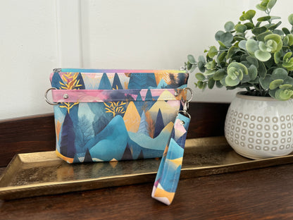 Tracy Wristlet - Mountain Sunrise -Faux Leather / Cotton Interior