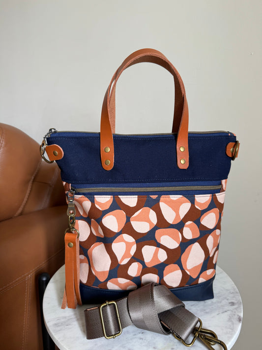 Aberdeen Tote Bag / Crossbody - Pebbles Canvas + Dove Grey Canvas lining - shop at Bliss Artisan Boutique