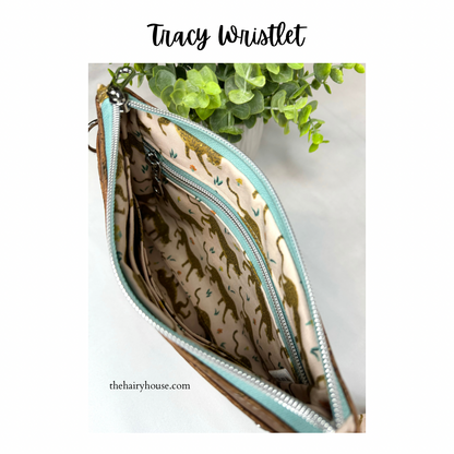 Wristlet - Tracy Wristlet  - Cork Exterior / Cotton Rifle Paper Fabric lining