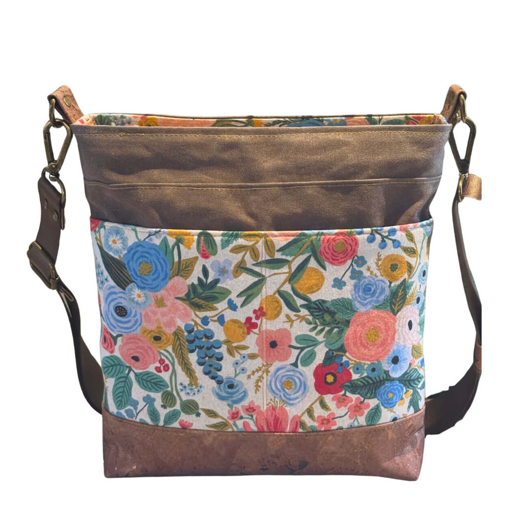 Aspen Crossbody - Waxed Canvas/Rifle Paper Floral/Cork Base