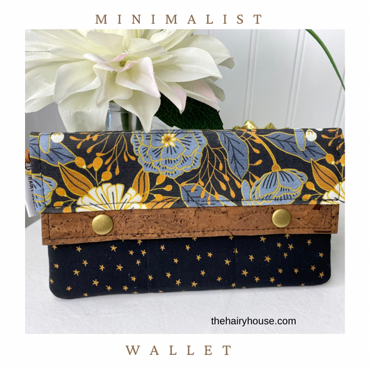 Minimalist Wallet - Cordelia Floral Canvas + Black Copper Stars