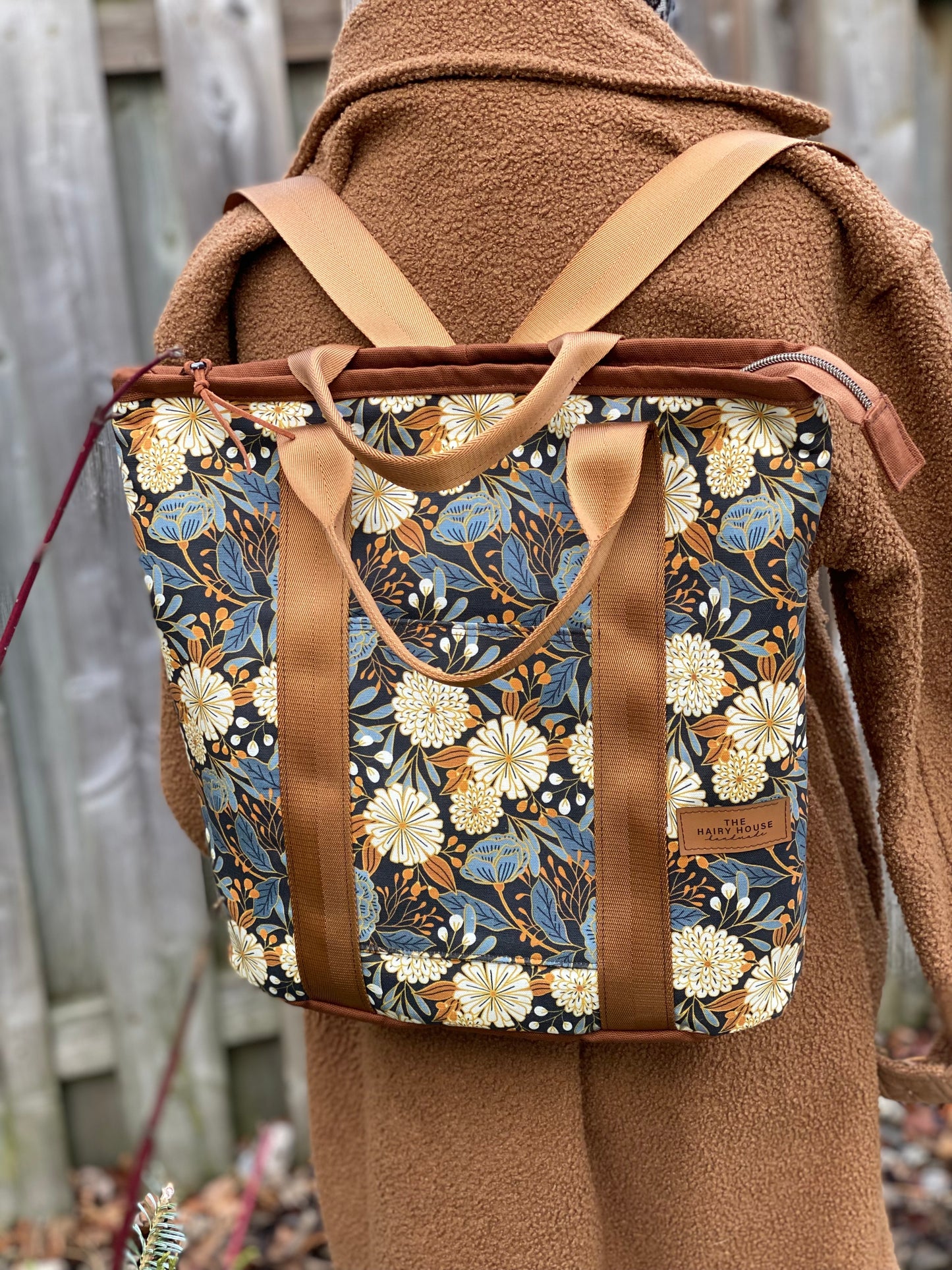 Buckthorn Backpack Tote- Cordelia Floral - Canvas + Essex Linen