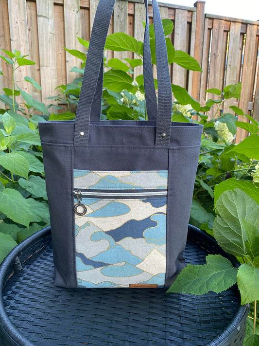 Firefly Tote Bag - Blue Moutain Sunrise - Magnetic Closure - Canvas + Cotton