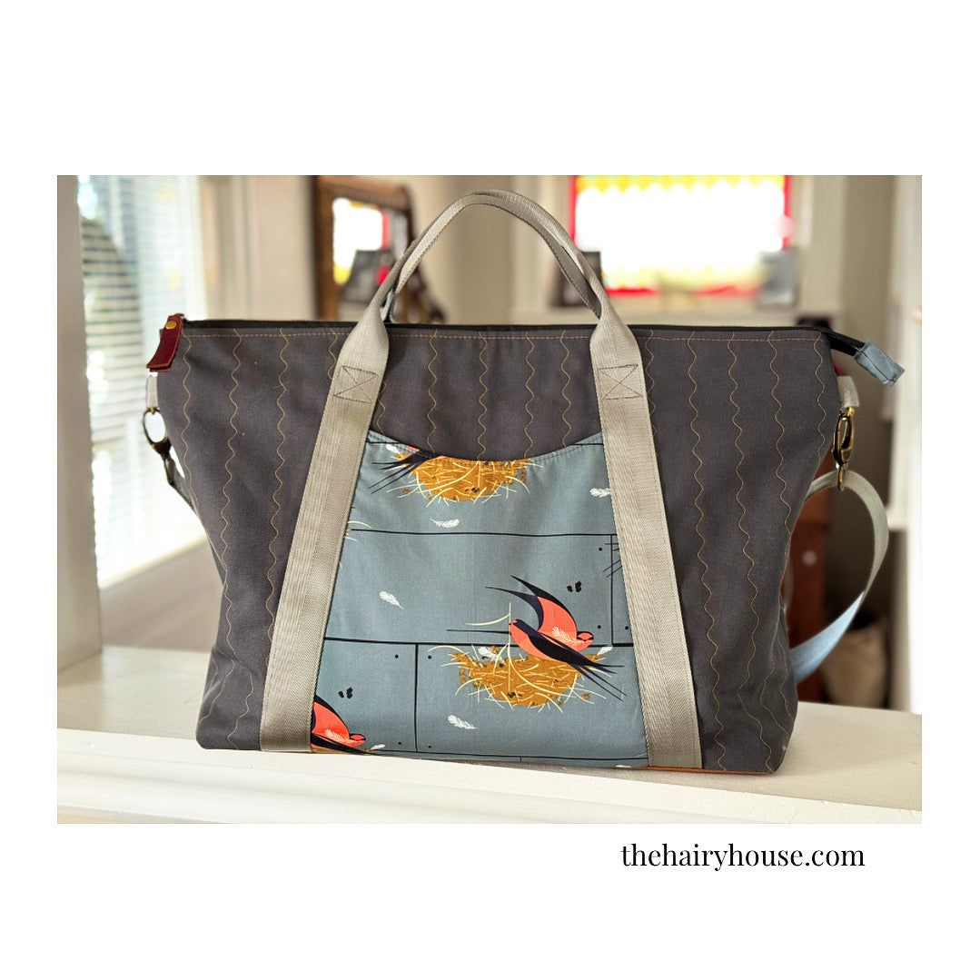 Oxbow Overnight  Tote - Quilted Canvas + Barn Swallow