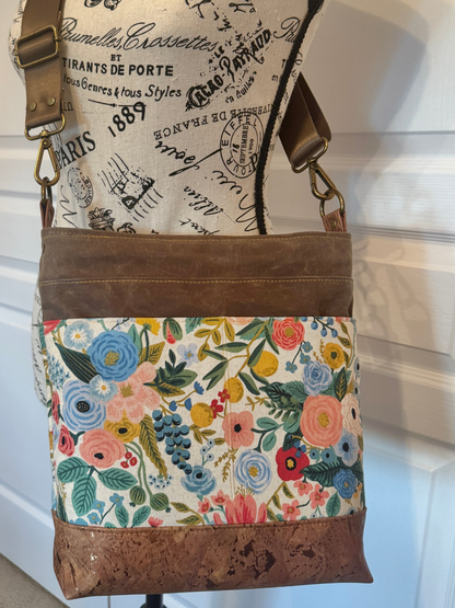 Aspen Crossbody - Waxed Canvas/Rifle Paper Floral/Cork Base